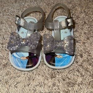 Mini Melissa Silver Glitter Bow Sandals